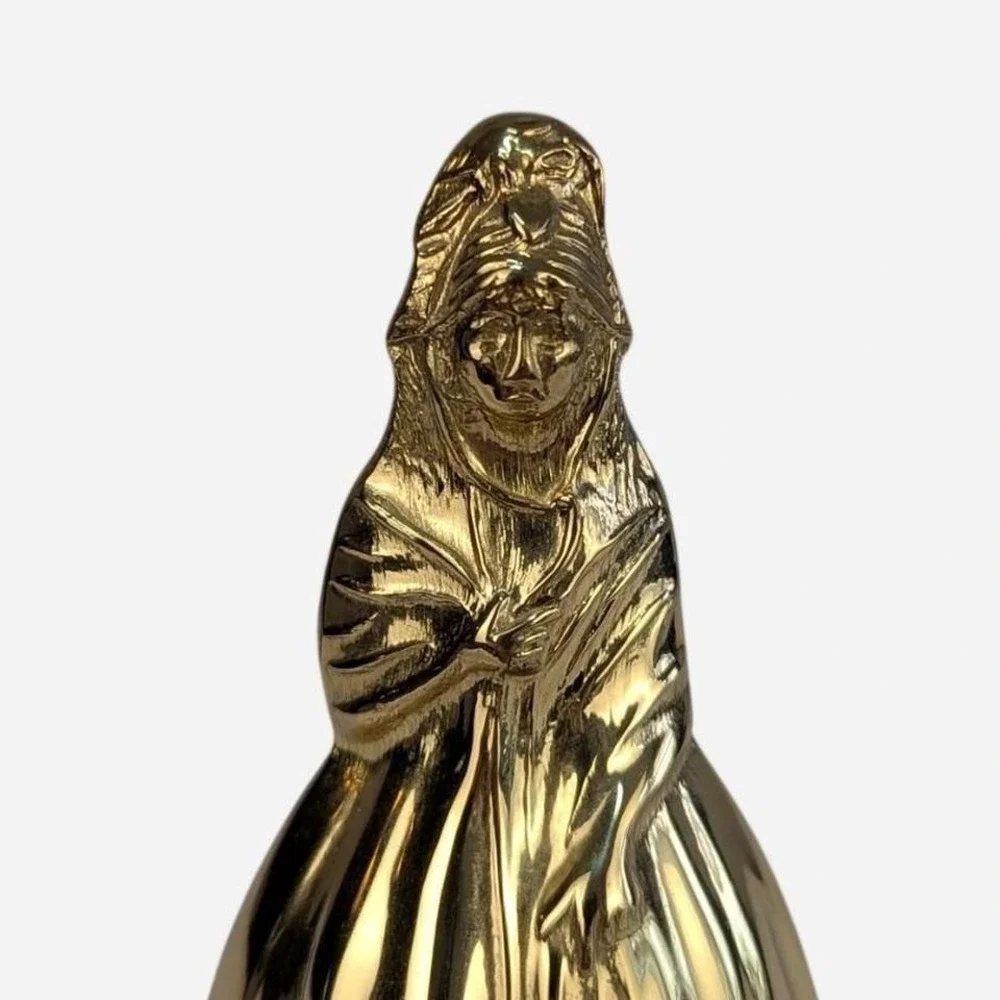 Vintage Gold‎ Tone Figural Lady Bell Crinoline Skirt Basket Brass 4 in